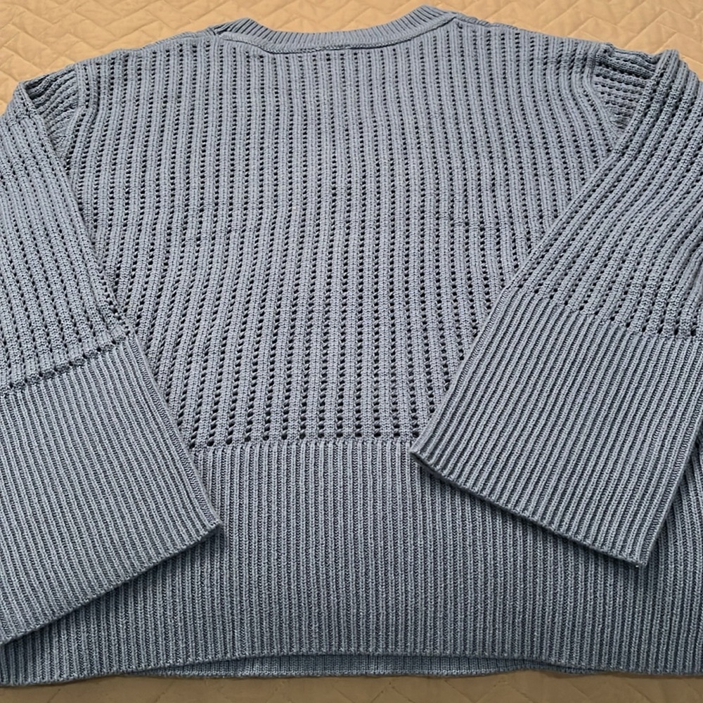 GAP Bainbridge Blue Relaxed Crochet V-Neck Sweater/NWT/S - Picture 13 of 16